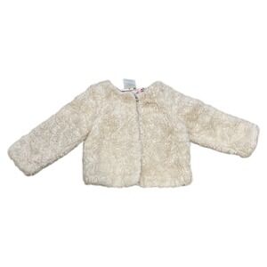 OshKosh Toddler's Girl Ivory Faux Fur Jacket‎ Shrug Cozy Dressy Formal, Size 2T